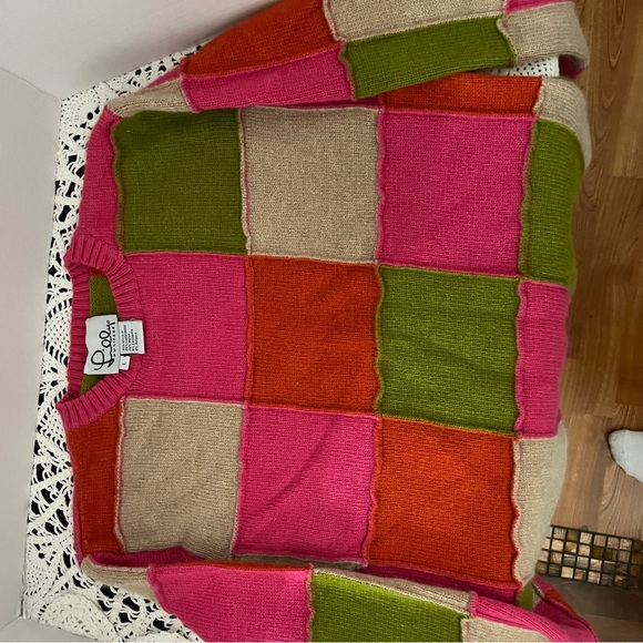 Lilly Pulitzer Pink and Green Patchwork Sweater - Picture 2 of 7